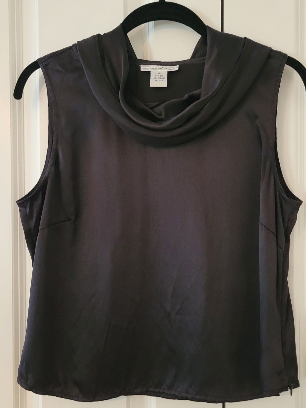 Anna And Frank Black Draped Cowl Neck Silk Top